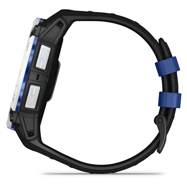 Garmin INSTINCT 3 - 50 mm Solar - Whitestone cu curea neagră/albastru intens - smartwatch robust cu GPS