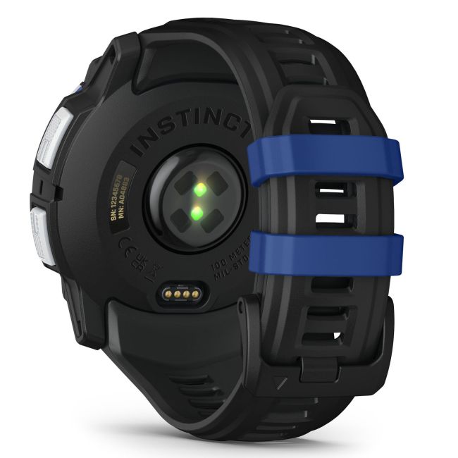 Garmin INSTINCT 3 - 50 mm Solar - Whitestone cu curea neagră/albastru intens - smartwatch robust cu GPS