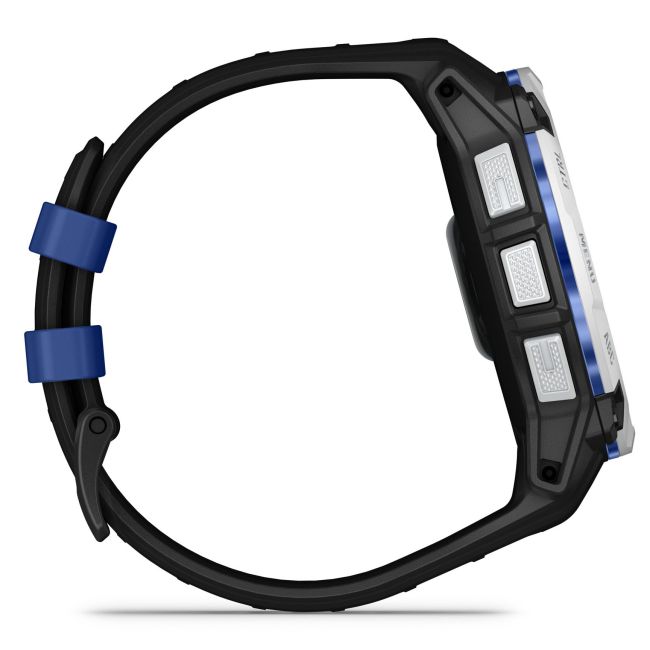 Garmin INSTINCT 3 - 50 mm Solar - Whitestone cu curea neagră/albastru intens - smartwatch robust cu GPS
