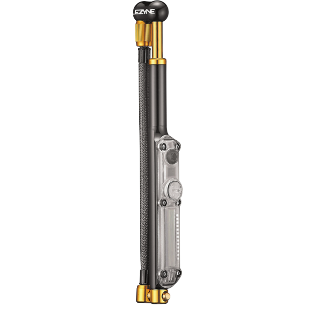 Lezyne - mini pompa suspensie - Hand Pump Shock Drive Digital - 350 psi | 24.1 bar - black I gold - 14 cm