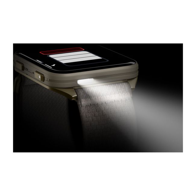Garmin Venu X1 | Soft Gold cu spate din titan și curea din nailon French Gray