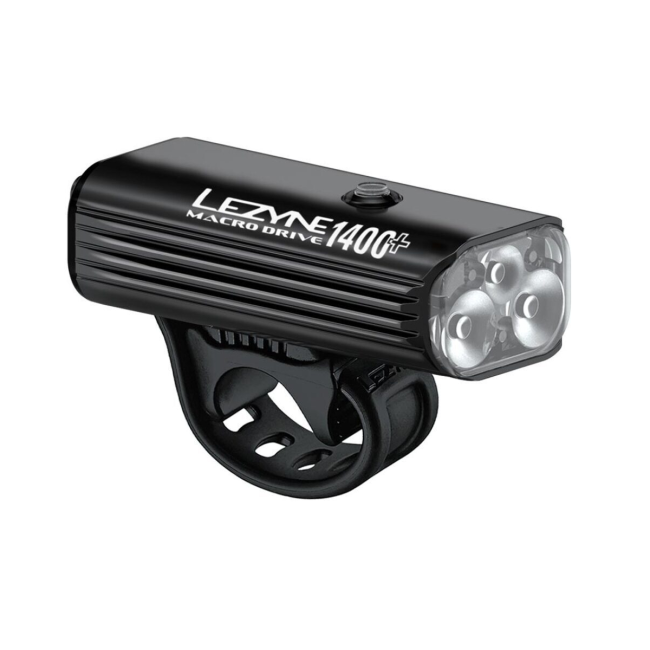 Lezyne - Lumina fata far - MACRO DRIVE 1400+ RECHARGEABLE - 1400 lumeni + Power Pack - USB - negru