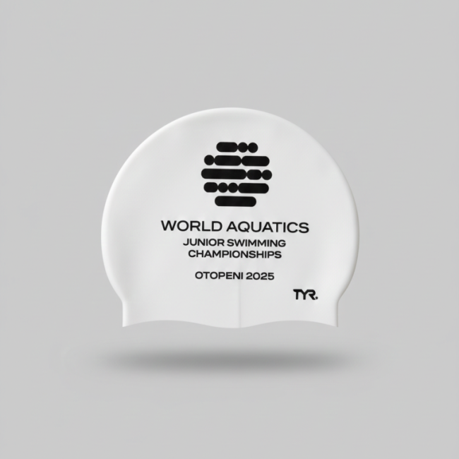 Cască înot TYR World Aquatics Otopeni 2025 - alb/negru, ediție limitată
