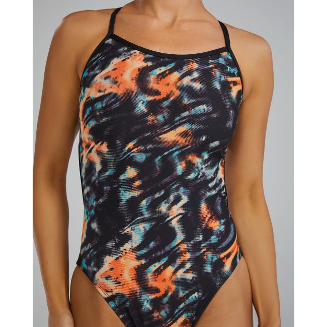 Costum înot întreg femei TYR Durafast Elite Trinityfit - portocaliu/bleu/negru | rezistent clor