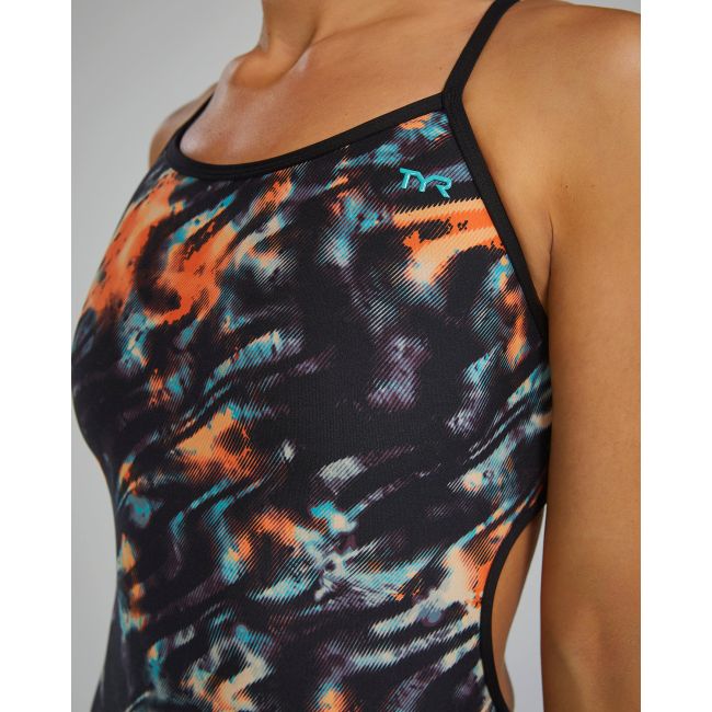 Costum înot întreg femei TYR Durafast Elite Trinityfit - portocaliu/bleu/negru | rezistent clor