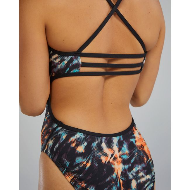 Costum înot întreg femei TYR Durafast Elite Trinityfit - portocaliu/bleu/negru | rezistent clor