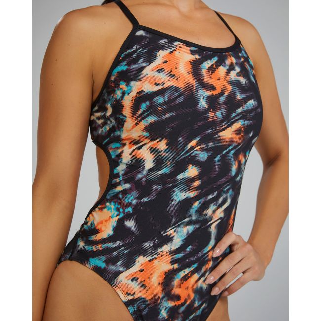 Costum înot întreg femei TYR Durafast Elite Trinityfit - portocaliu/bleu/negru | rezistent clor