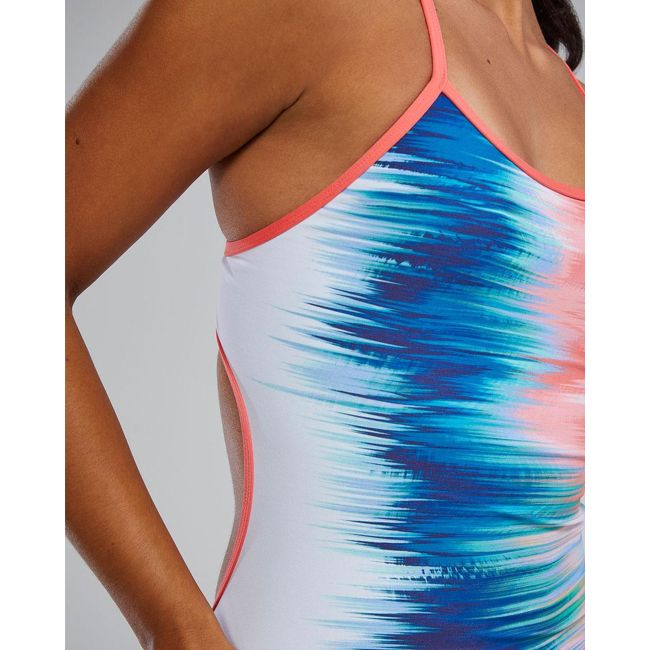 Costum înot întreg femei TYR Bravura Durafast Elite - alb/multicolor | rezistent clor