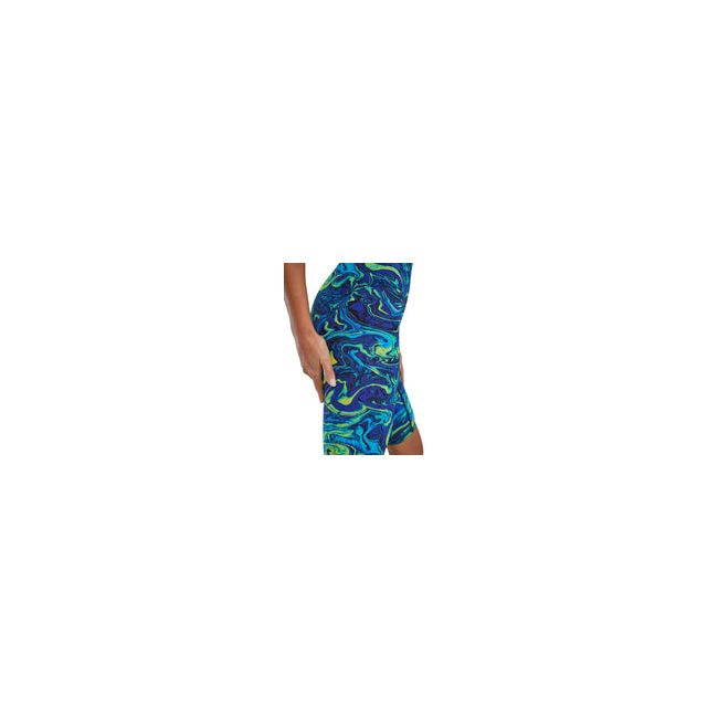 Costum înot întreg femei TYR Thresher Open Back - albastru/verde