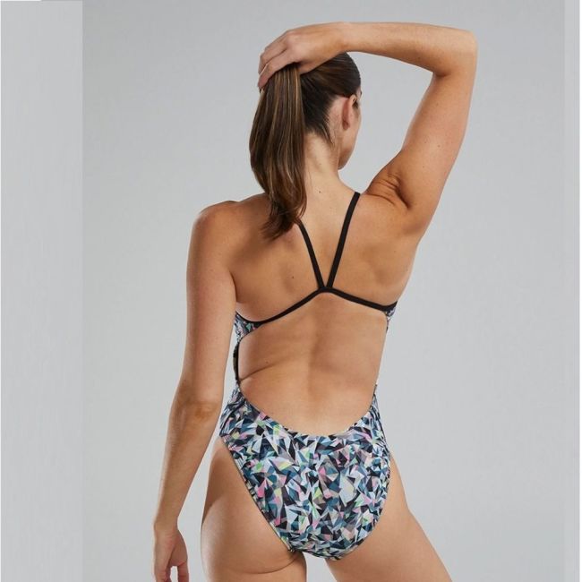 Costum înot întreg femei TYR Prismbreak Cutoutfit - negru/multicolor