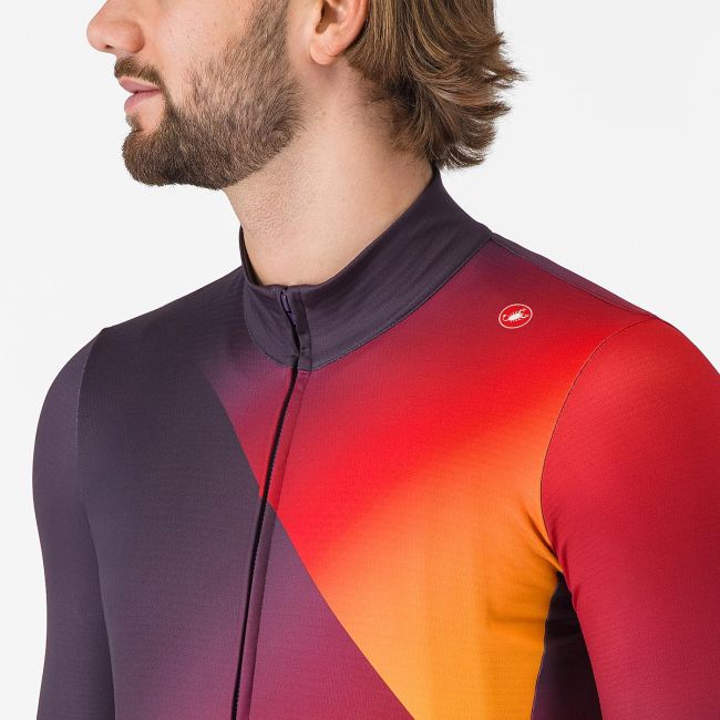 Tricou ciclism Castelli Amplify Thermal - mov/roșu/galben | termoizolant
