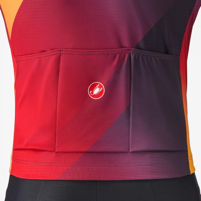 Tricou ciclism Castelli Amplify Thermal - mov/roșu/galben | termoizolant
