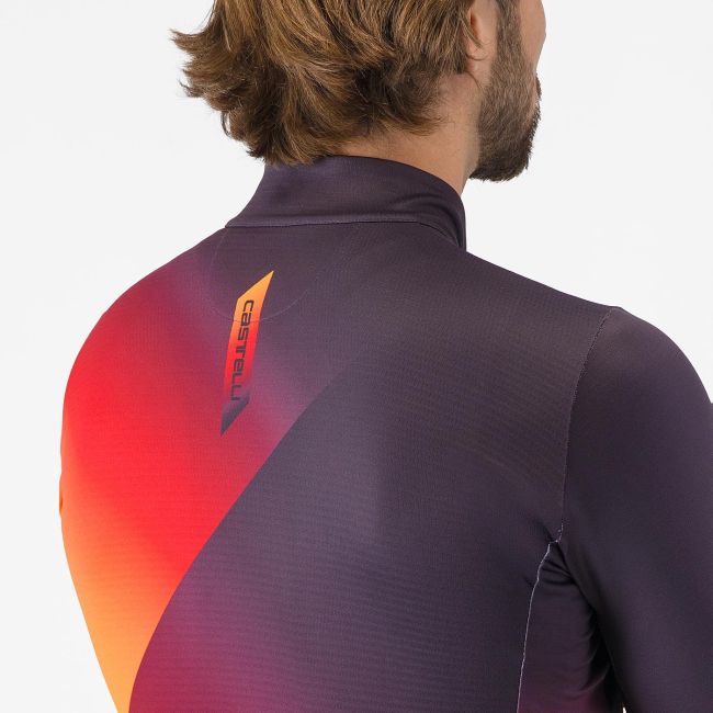 Tricou ciclism Castelli Amplify Thermal - mov/roșu/galben | termoizolant