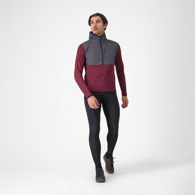 Hanorac casual Castelli UNLTD Roam Hoodie - vișiniu/gri | Confort termic
