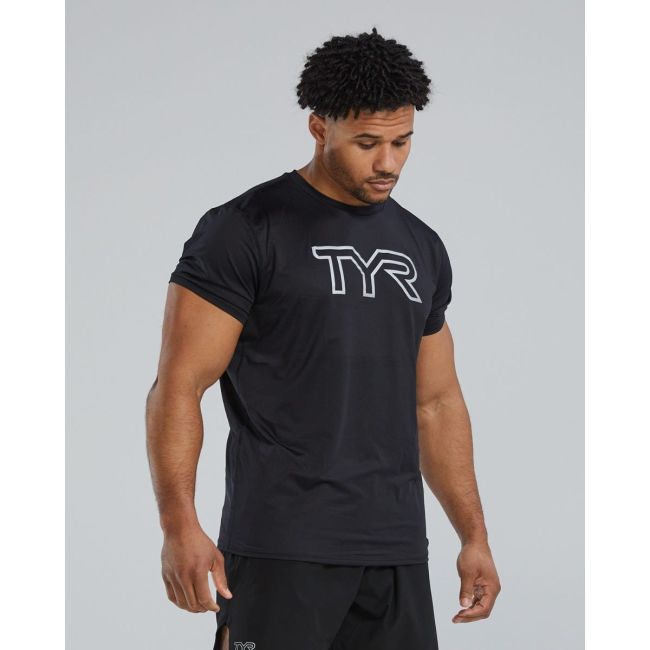 Tricou tehnic TYR Airtec Big Logo Tee - negru | respirabil