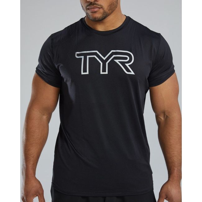 Tricou tehnic TYR Airtec Big Logo Tee - negru | respirabil