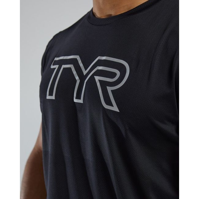 Tricou tehnic TYR Airtec Big Logo Tee - negru | respirabil