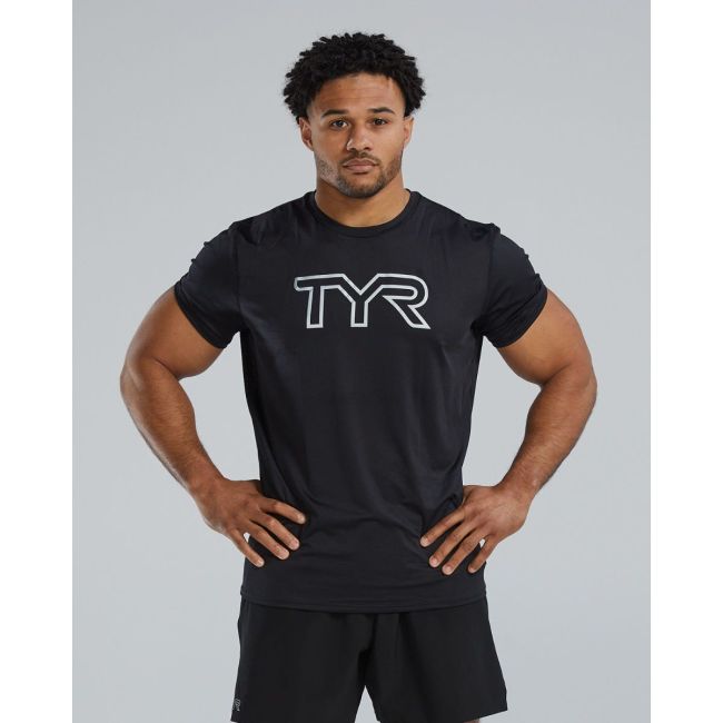 Tricou tehnic TYR Airtec Big Logo Tee - negru | respirabil