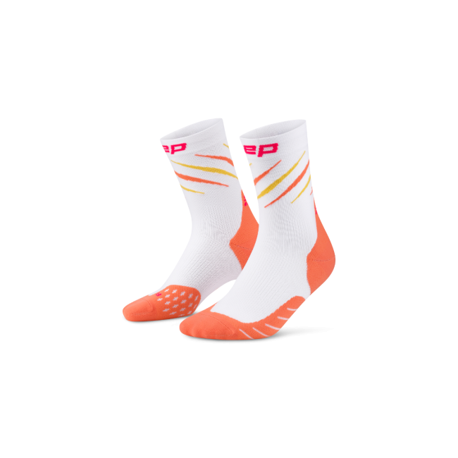 Sosete compresie medii alergare CEP Core Run Edition Claws - alb/coral