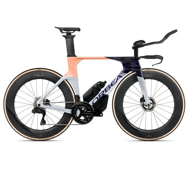 Orbea ORDU M10iLTD (2026) - bicicletă șosea triatlon - Halo Silver  |  Tanzanite  |  Orange Cloud (Gloss)