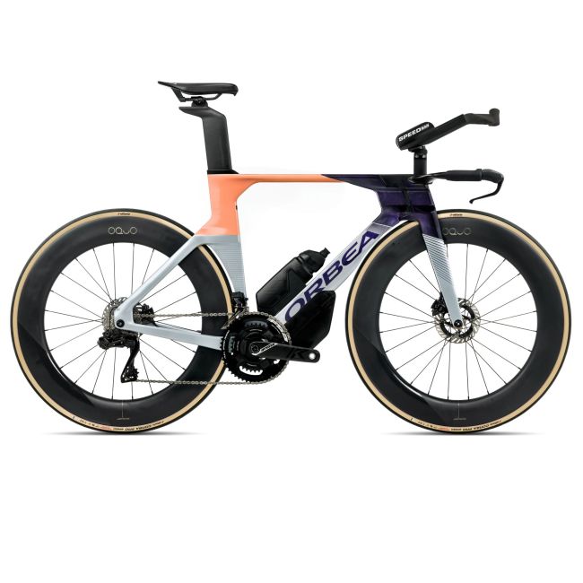 Orbea ORDU M10iLTD UCI (2026) - bicicletă șosea triatlon - Halo Silver  |  Tanzanite  |  Orange Cloud (Gloss)