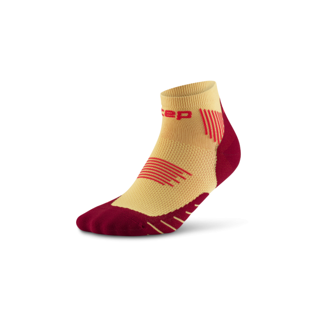 Șosete compresie alergare CEP Run 5.0 Low Cut - galben/bordo | recuperare îmbunătățită