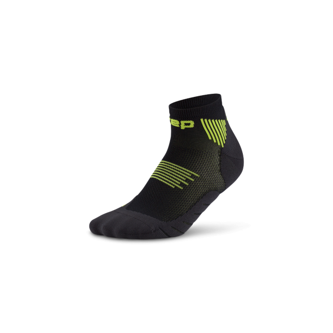 Șosete compresie alergare CEP Run 5.0 Low Cut - negru/lime | recuperare îmbunătățită