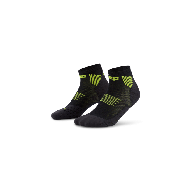 Șosete compresie scurte CEP Run 5.0 - negru/lime | femei alergare