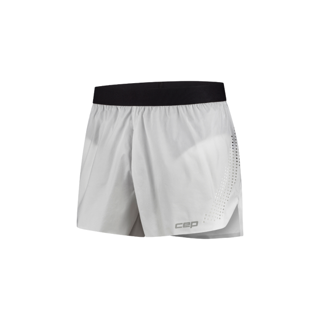 Pantaloni scurți alergare CEP Pro Run Ultralight Loose Fit - gri deschis | ultraușori, ventilație laser