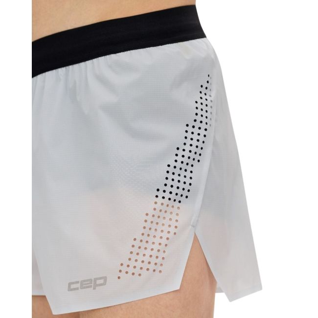 Pantaloni scurți alergare CEP Pro Run Ultralight Loose Fit - gri deschis | ultraușori, ventilație laser