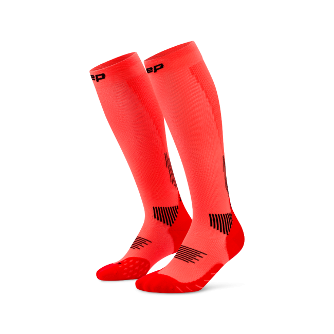 Șosete compresie înalte CEP Core Run 5.0 - neon coral | performanță și recuperare