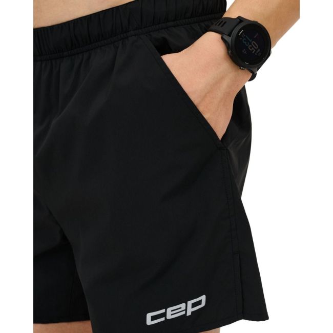 Pantaloni scurți alergare CEP Core Run Loose Fit - negru | rezistenți vânt