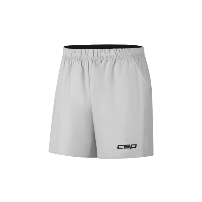 Pantaloni scurți alergare CEP Core Run Loose Fit - gri deschis | rezistenți vânt