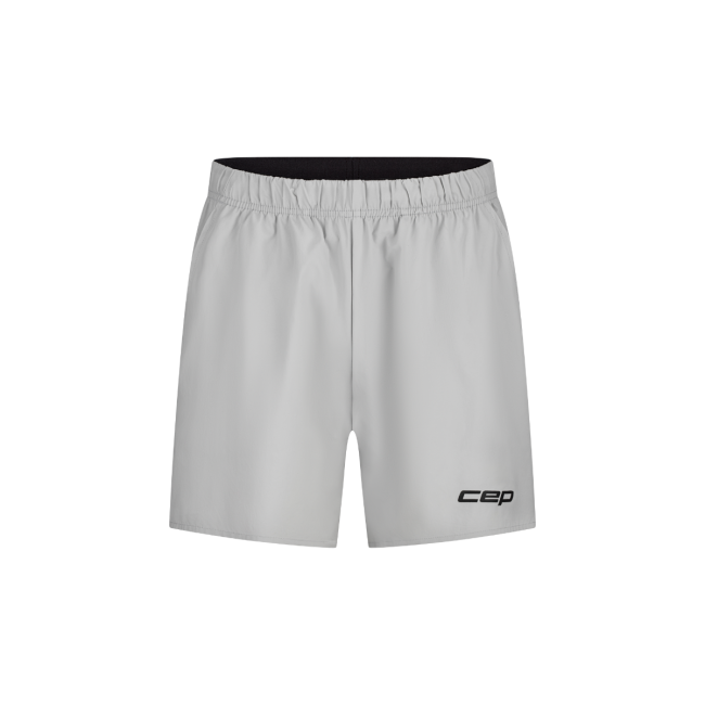 Pantaloni scurți alergare CEP Core Run Loose Fit - gri deschis | rezistenți vânt