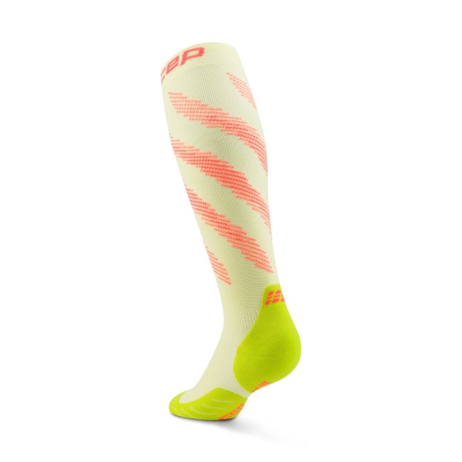 Șosete compresie înalte CEP Run Elliptic - lime/coral neon | femei