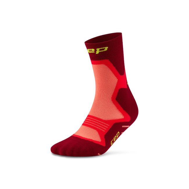 Șosete alergare CEP Core Run Cushion Mid Cut - roșu | compresie
