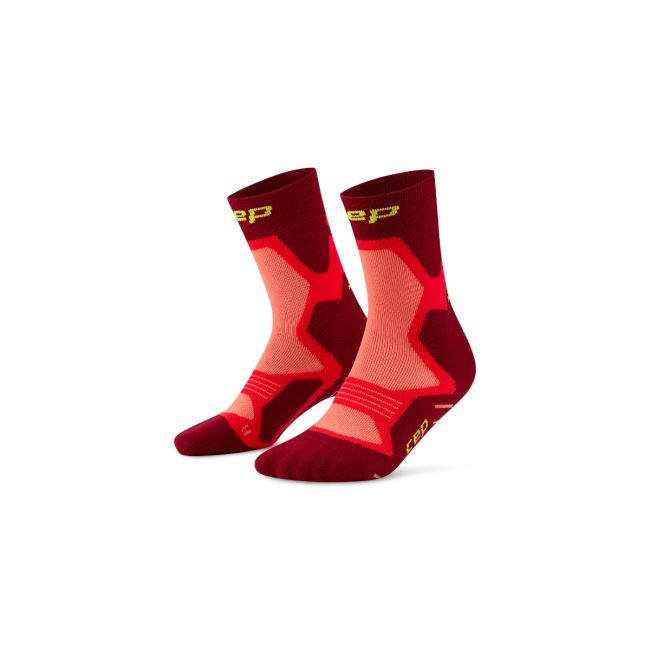 Șosete alergare CEP Core Run Cushion Mid Cut - roșu | compresie