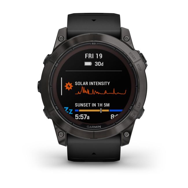 Garmin fenix 7X Pro – Ediţia Sapphire Solar | Titan DLC Carbon Grey, curea neagră