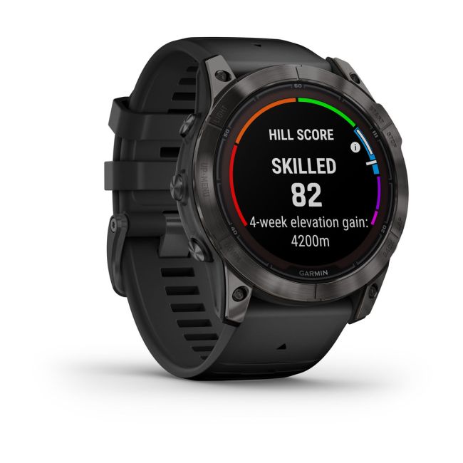 Garmin fenix 7X Pro – Ediţia Sapphire Solar | Titan DLC Carbon Grey, curea neagră