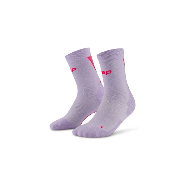 Șosete Compresie Alergare CEP Run Ultralight 4.0 Mid Cut - lila/roz | Damă