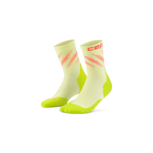 Șosete compresie CEP Elliptic - lime/coral neon | Stabilitate