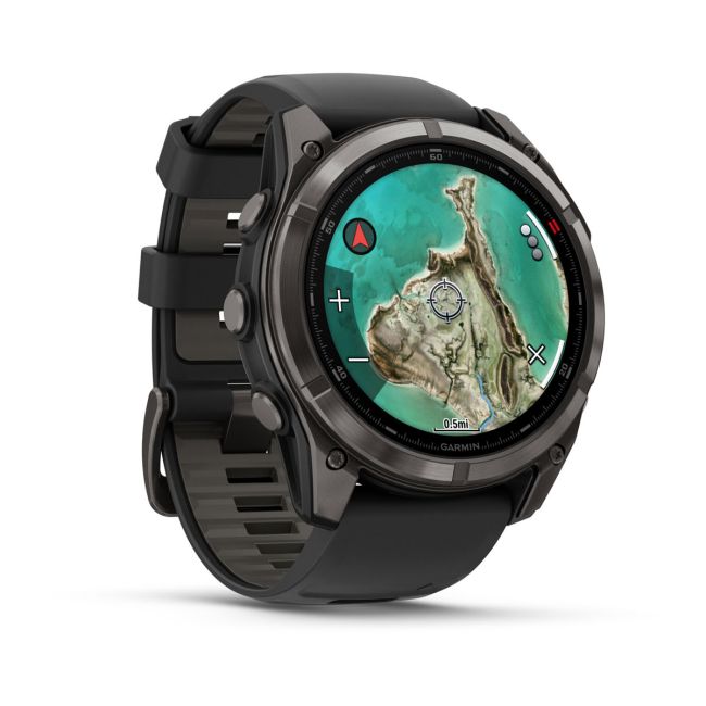 Garmin fenix 8 Pro – 51 mm, MicroLED | Sapphire, Titan DLC gri carbon cu curea din silicon neagră/Pebble Grey