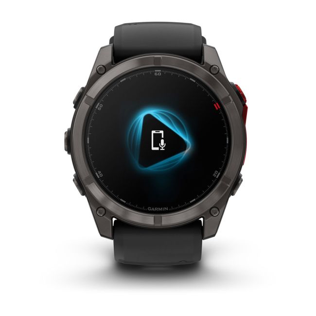 Garmin fenix 8 Pro – 51 mm, MicroLED | Sapphire, Titan DLC gri carbon cu curea din silicon neagră/Pebble Grey