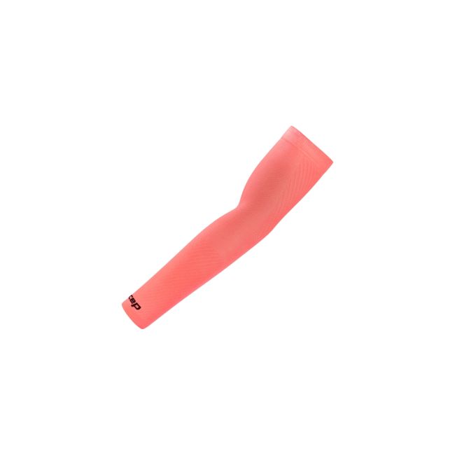Mâneci compresie braț CEP Run Ultralight - coral neon | protecție UV