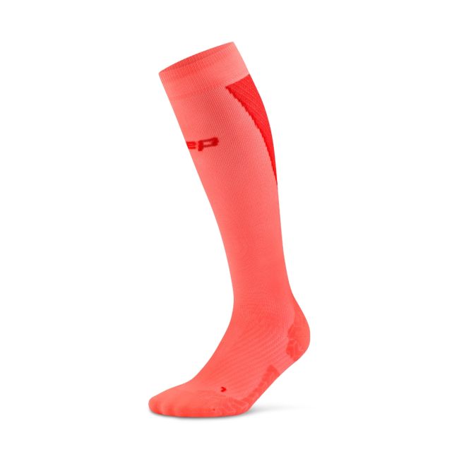 Șosete compresie înalte CEP Run Ultralight 4.0 - coral neon | roșu