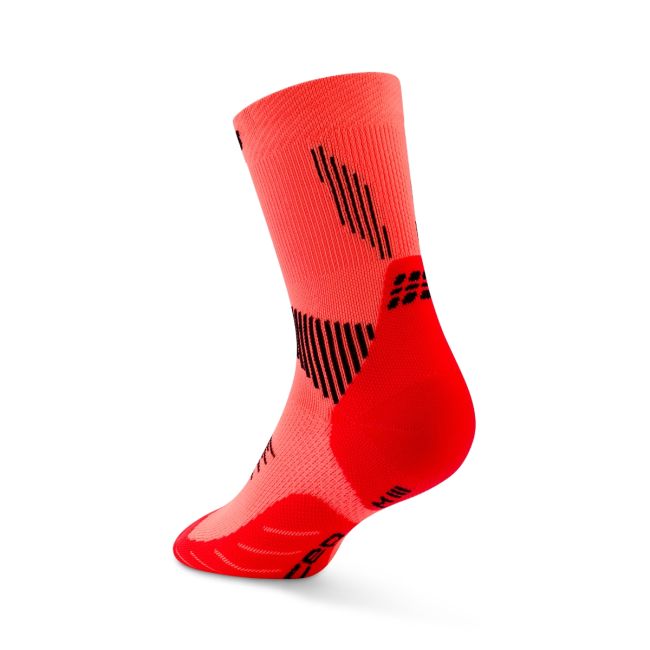 Șosete compresie alergare CEP Run 5.0 Mid Cut - coral neon | femei
