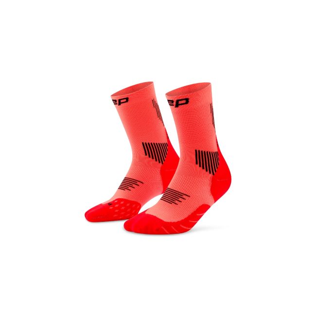 Șosete compresie alergare CEP Run 5.0 Mid Cut - coral neon | femei