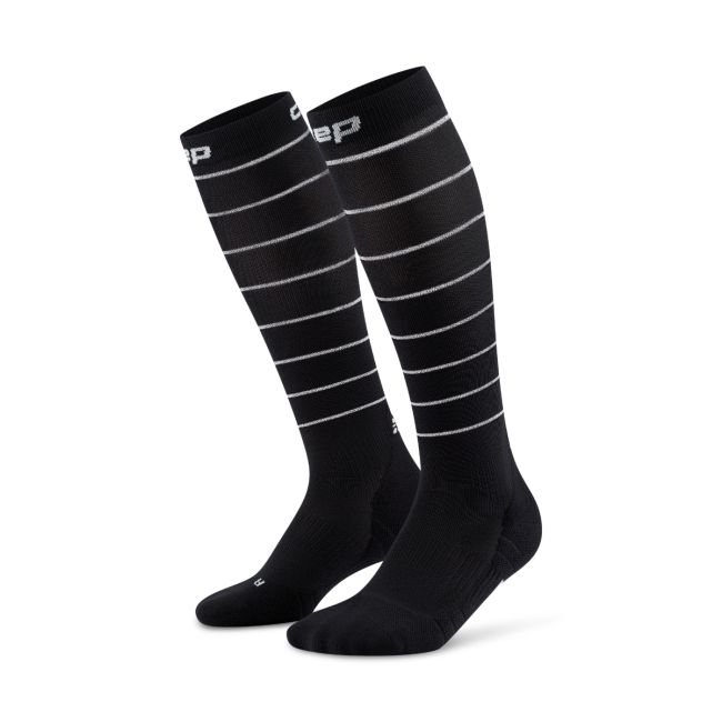 Șosete compresie alergare CEP Pro Run Reflective 2.0 - negru | vizibilitate