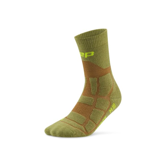 Șosete compresie hiking CEP Hiking Max Cushion 2.0 - olive/maro | amortizare maximă