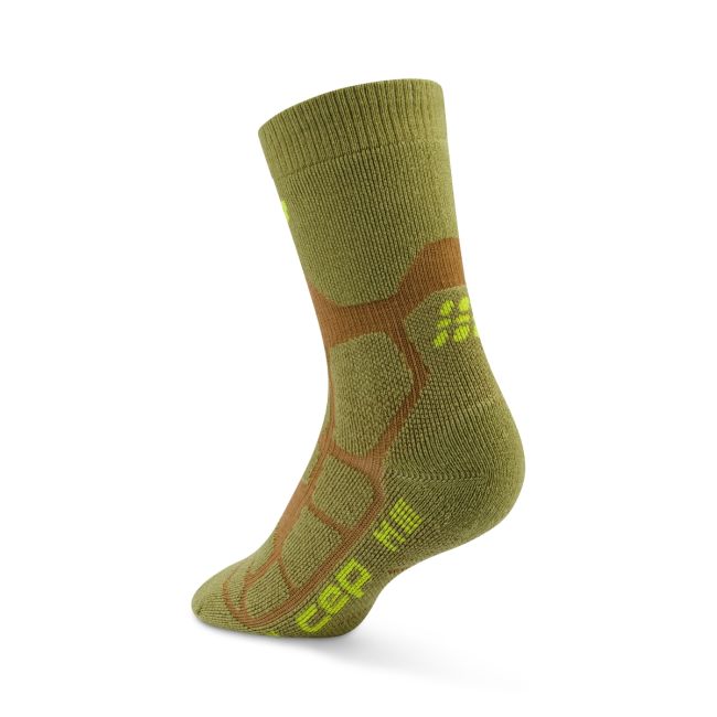 Șosete compresie hiking CEP Hiking Max Cushion 2.0 - olive/maro | amortizare maximă